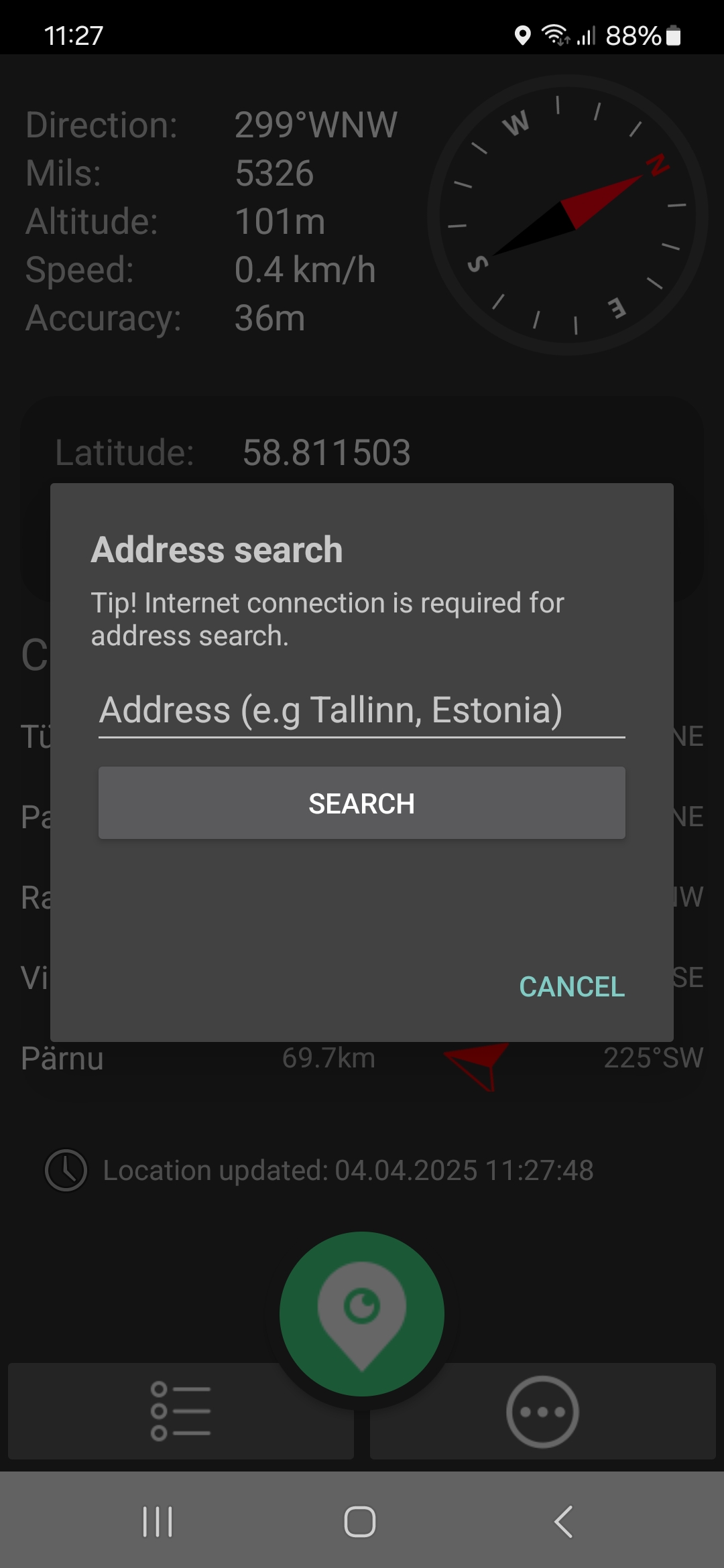 Use Offline - No signal? No problem! CP Coordinates works without internet (except for address searches).