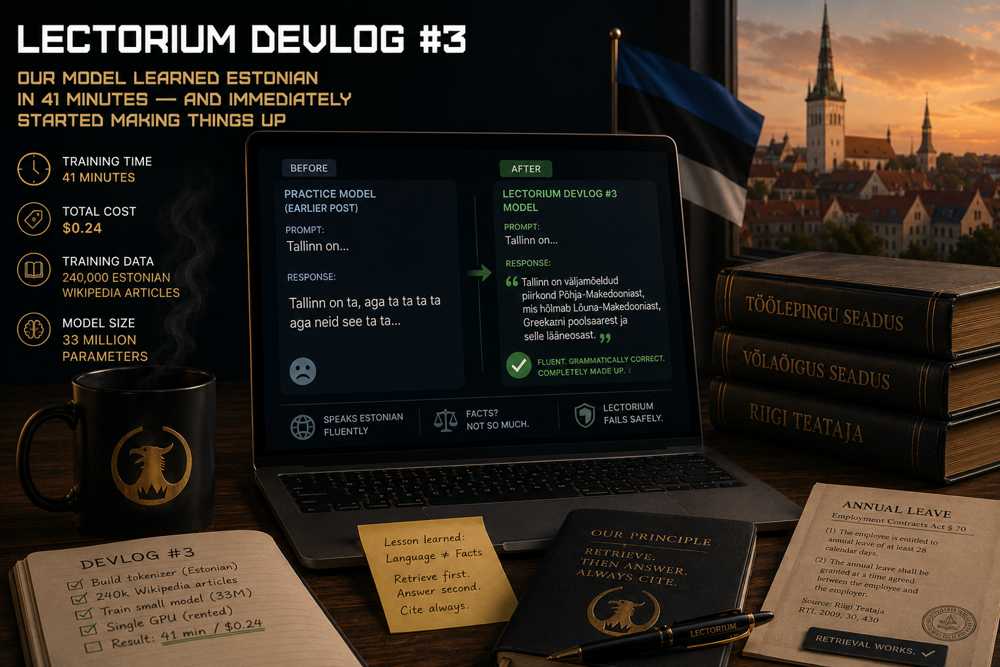 Lectorium Devlog #3: Our Model Learned Estonian in 41 Minutes - and Immediately Started Making Things Up