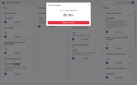 Built-in time tracker